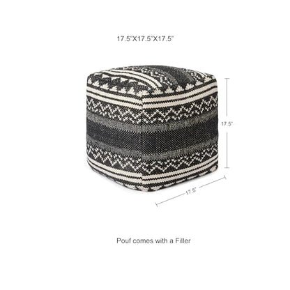· REDEARTH · Pouf with Filler Cube Bean Bag Pouffe - Ziggurat Obsession Black - color: Ziggurat Obsession Black With Filler