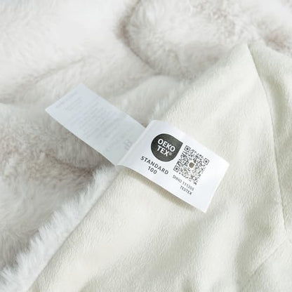 Cozy Bliss Deluxe Sheared Rabbit Faux Fur Throw Blanket, Soft Fuzzy High-Low Sculpted Plush Blanket for Couch, Cozy Home Accent, All Season Use, Beige 50"x60" - color: Stripe - Beige, size: Throw(50" x 60")