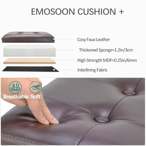 18 Inches Cube Storage Ottoman, Faux Leather Collapsible Square Folding Ottoman Furniture with Storage for Living Room Bedroom, Foot Rest Foot Stool with Legs, Brown 18x18x18 Inches - color: Brown