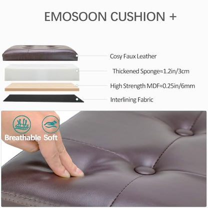 18 Inches Cube Storage Ottoman, Faux Leather Collapsible Square Folding Ottoman Furniture with Storage for Living Room Bedroom, Foot Rest Foot Stool with Legs, Brown 18x18x18 Inches - color: Brown