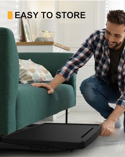 TV Tray Table, XL PRO TV Dinner Tables, 16.9 x 22 x 29.1inch Folding Desk with Cup Holder and Tablet Slot, Adjustable Couch Desk with 6 Height & 3 Tilt Angle Adjustments, Laptop Desks, Black