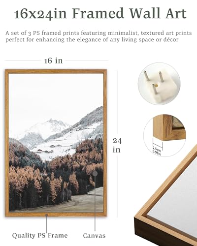 UPWOIGH Mountain Landscape Framed Wall Art, 16 x 24 Inch, Set of 3 | Mountain, Lake and Pine Tree Photography Prints, Soft Neutral Tones, Light Wood Frames for Bedroom, Office and Living Room - color: Grey Mountain, size: 24"L x 16"W