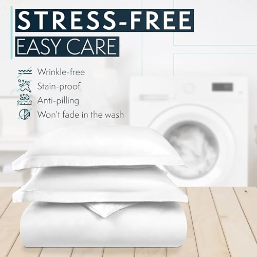 Duvet Cover Queen Size Bed 90"x90", 3Pcs Soft Breathable Duvet Cover Set with Zipper Closure & 2 Pillow Shams 24"x30"(White, Queen (U.S. Standard)) - color: White, size: Queen (U.S. Standard)