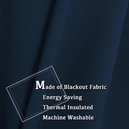 Turquoize Navy Blackout Window Drapes Room Darkening Themal Insulated Grommet/Eyelet Top Nursery/Living Room Curtains for Bedroom/Living Room Each Panel 42 in x 54 in (W x L) (Set of 2 Panels) - color: Navy, size: 42"W x 54"L (Pack of 2)