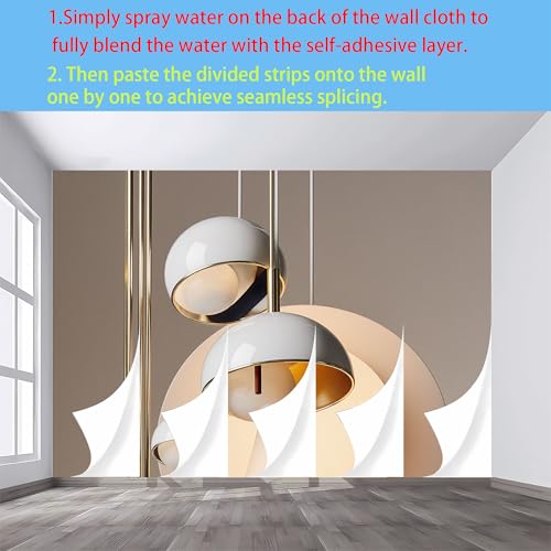 Custom Size 3D Printed Wall Mural， Modern Abstract Geometric Sphere Light Fixture，SelfAdhesive Art Prints wall Fabric （No PVC） Removable Wallpaper for Home Decor