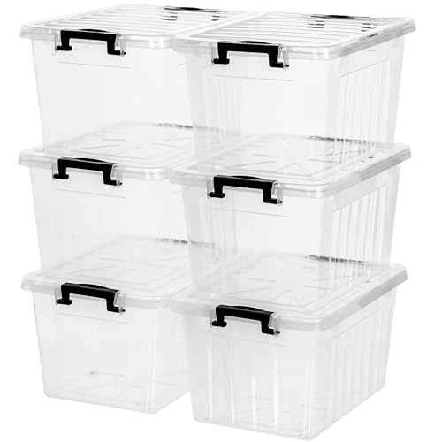Citylife 22 QT Clear Plastic Storage Bins with Lids Stackable and Nestable Storage Boxes with Lids Large Plastic Storage Containers for Garage, Closet, Kitchen, 6 Packs - color: Clear White, size: 22 QT-6 Packs