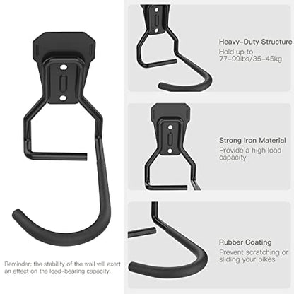 Housolution Bike Wall Mount with Fixed Hook, [2 Pack] Bike Storage Rack | Bike Rack Vertical Stand for Garage - Easily Hang/Detach - with Screws Iron Bike Hanger Brackets - size: 2 PCS