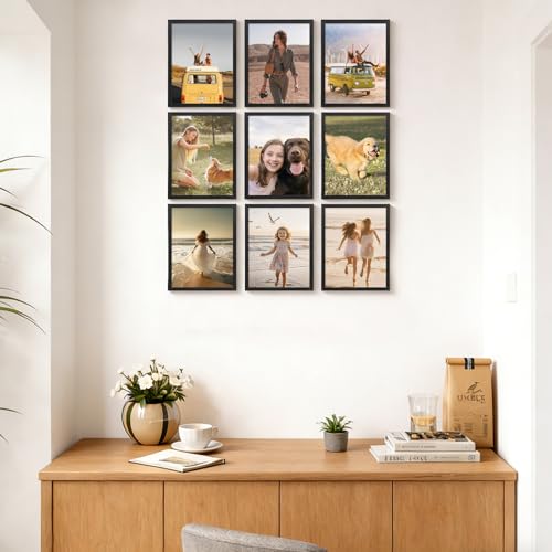 8.5x11 Picture Frame Black Set of 9, Diploma Frame with Acrylic Plexiglass for Pictures, Certificate Degree Document Frame Tabletop and Wall Mounting Display - color: Black, size: 8.5x11