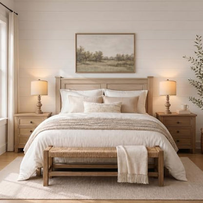20” Small Traditional Table Lamps Set of 2 for Bedroom, Farmhouse Resin Bedside Lamps for Night Stands, Rustic Light Brown Lamps for Living Room Side Table Ideal for Compact Spaces