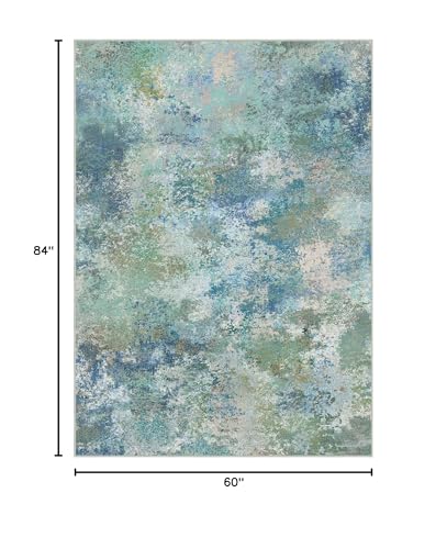 BEIMO 5x7 Area Rugs for Bedroom, Blue Green Washable Abstract Non Slip Rug | Modern Abstract Rug Soft Low Pile Living Room Dining Office Carpet, Easy Care Vacuum Friendly - color: Aquamarine/Blue Green, size: 5' x 7' (Rectangular)