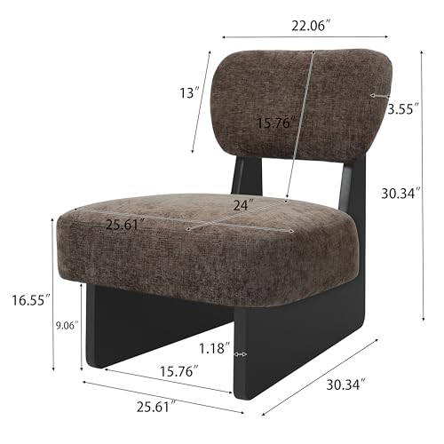 Christopher Knight Home Mores Low Profile Accent Chair Set of 2, Modern Living Room Armless Lounge Chair, Fabric Comfy Reading Chair for Bedroom, Wooden Frame and Thick Padded Seat, Black+Dark Brown - color: Black+dark Brown