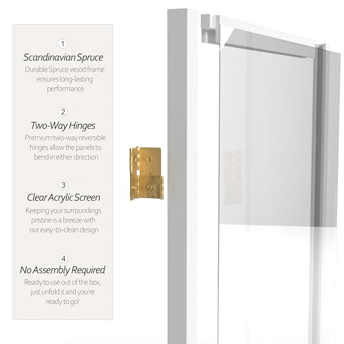 4 ft. Short Clear Plastic Partition White 3 Panel - color: White, size: 3 Panel