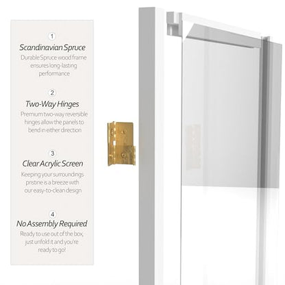 4 ft. Short Clear Plastic Partition White 4 Panel - color: White, size: 4 Panel