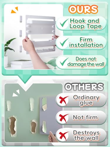 Bedside Wall Organizer Shelf Storage with Cable Clips, Dorm Room Must Haves | No Drill, Bed Floating Nightstand, Remote Control Holder, Key Holder, Preppy Collage Dorm Room Decor Essentials