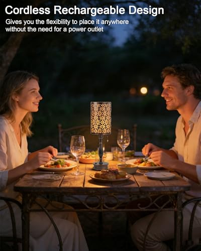 UMEXUS Cordless Table Lamp Rechargeable Battery Operated, Vintage Bronze | Touch Control Dimmer, Small Decorative Accent for Home Kitchen Living Room Entryway Side End Buffet Table, Farmhouse Antique - color: Touch Control Dimmer & Warm Light