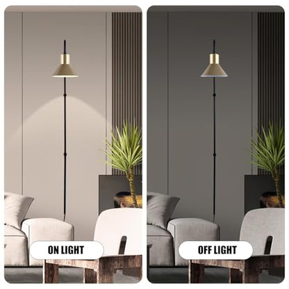 Plug in Wall sconces Set of Two with Switch, Indoor Horn Cover Wall Mounted Lamp with E26 Base, Long Wall Light for Bedroom Living Room Study Hallway Bedside（2PCS） - color: Black-2Pack