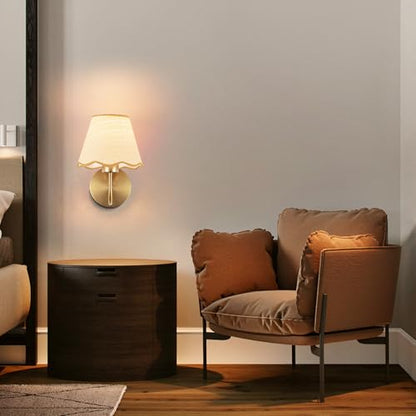 ADISUN Wall Sconce Set of 2, Gold Plug in Wall Lamps for Living Room, Hardwired. Rattan Shade Wall Lights for Bedroom Living Room Hallway Kitchen - color: Gold, 10inch
