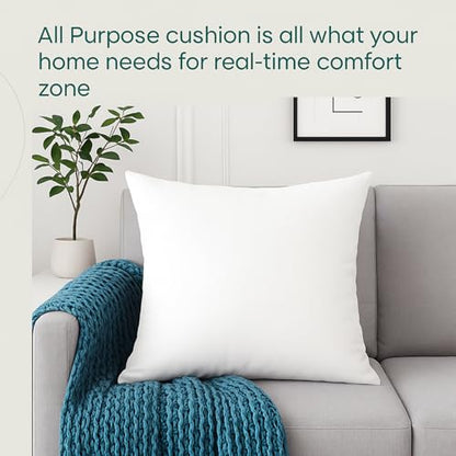 LANE LINEN 24x24 Throw Pillow Inserts Set of 2, Large, Back Support - White | Modern Solid Pillow Inserts For Sofa & Bed Support - Ultra-Soft 120 GSM Fabric, Everyday Home Decor Refresh, Machine Washable - size: 24x24