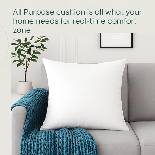 LANE LINEN 18x18 Pillow Inserts Set of 2, Square, Shape Retention - White | Pillow Inserts, Set Of 2 - For Sofa & Living Room, Machine Washable, Ultra-Soft 120 GSM Fabric, Reusable Insert - size: 18x18