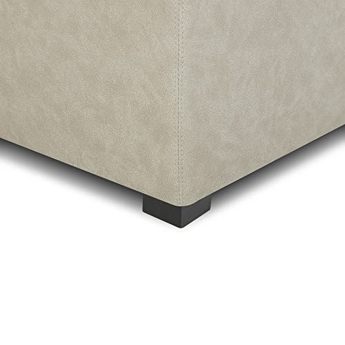 CHITA Storage Ottoman Cube with Tray Lid, Small Footstool with Storage, Square End Table for Living Room and Bedroom, Faux Leather in Stone Gray - color: Stone Gray