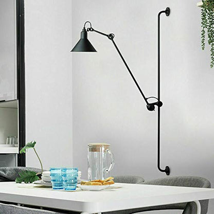 Vintage Industrial Swing Arm Wall Lamp Adjustable Black Rocker Wall Lamp Wall Mounted Reading Light Fixture for Indoor Bedroom Bedside