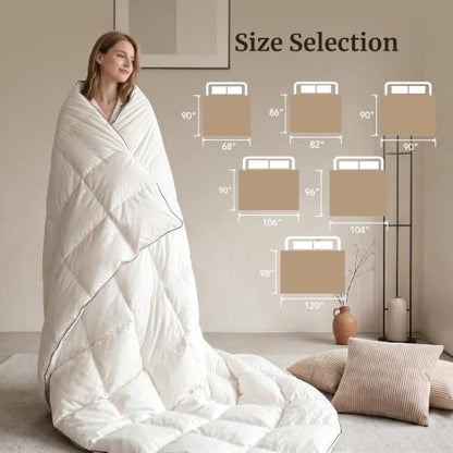 Luxury White Goose Feathers Down Fiber Comforter Full Size Duvet Insert | Hotel Collection 100% Cotton Cover Fabric,All Season Medium Warmth,High Fill Power,8 Corner Tabs,Breathable,Hypoallergenic - size: Full (82''x 86'')