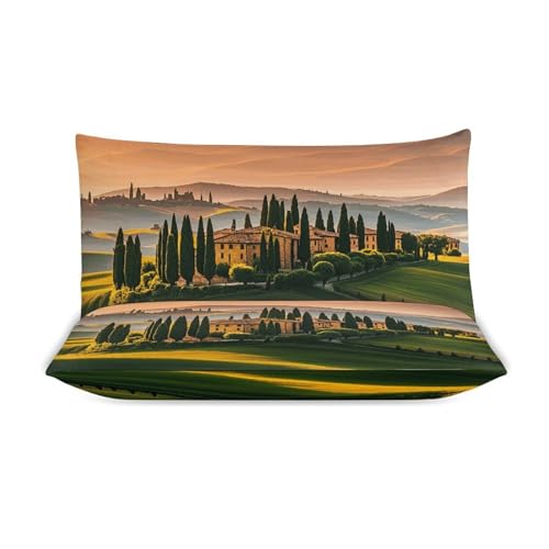 3 Piece Italy Tuscan Bedding Set - Ultra Soft Fabric & Double-Sided Print, Breathable Comforter Set with 1 Quilt Cover & 2 Pillowcases for Home Hotel, 86"x70" - size: 86"x70"
