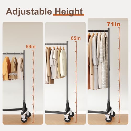 HOKEEPER Z Base Clothes Rack Hold 500LBS Height Adjustable Black | Portable Z Rack, Commercial Heavy Duty Clothing Rack Rolling Garment Rack 24"D*63"W*71"H, Easy to Assemble, 5 Years Service - color: Black