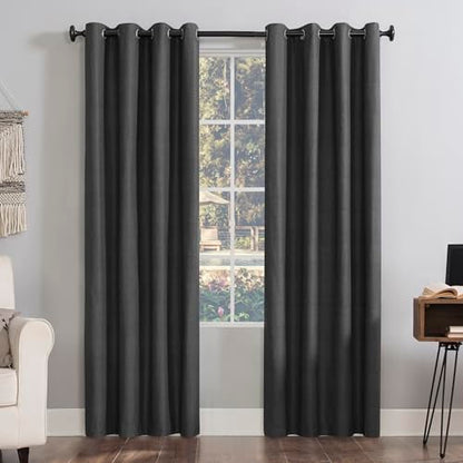 Sun Zero Columbia 2-pack Thermal Energy Saving Total Blackout Grommet Curtain Panel Pair, 50" x 63", Charcoal Gray - color: Charcoal Gray, size: 50"W x 63"L (Pack of 2)