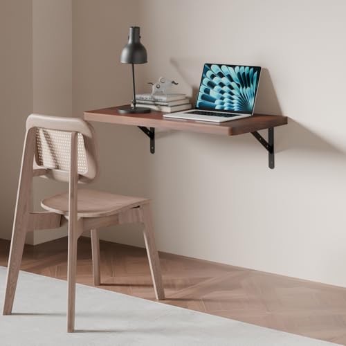 Floating Wall Desk for Home Office,Wall Mounted Table with Pine Wood,24 Inch Workbench for Garage,Work Table with Heavy Duty Brackets for Kitchen,Dining,Laundry,Floating Shelf for Wall - size: 24*14*8.3 Inch