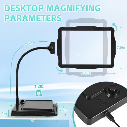 Magnifying Glass with Light and Stand 50 Ultra-Bright LEDs Large Magnifying Lamp with Light Magnifying Glass on Stand Hand-Free with 360° Flexible Gooseneck for Close Work Reading Repair Crafts | Magnifying Lamp with Light Magnifying Glass on Stand Hand-F