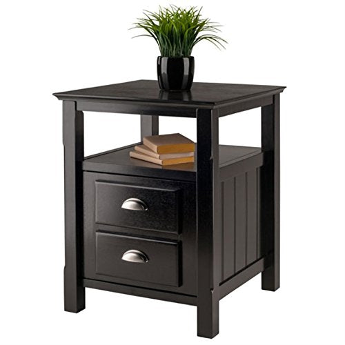 Ergode Timber Nightstand - Versatile & Stylish Bedroom Storage with Drawer & Shelf - Black Finish - Elegant Design - Easy Assembly - 20" W x 20" D x 25" H