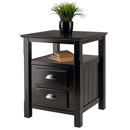 Ergode Timber Nightstand - Versatile & Stylish Bedroom Storage with Drawer & Shelf - Black Finish - Elegant Design - Easy Assembly - 20" W x 20" D x 25" H