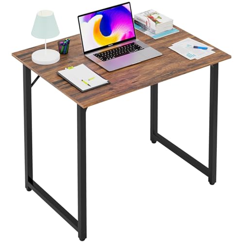 32 Inch Computer Desk, Modern Simple Style Desk for Home Office, Study Student Writing Desk Metal Frame Gaming Desk - color: Brown, size: 32 Inch
