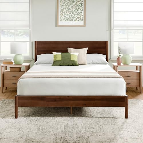 Zinus Allen Mid Century Wood Platform Bed Frame, Queen | Solid Wood Foundation, Wood Slat Support, No Box Spring Needed, Modern Low Profile Design, Easy Assembly - color: Espresso, size: Queen