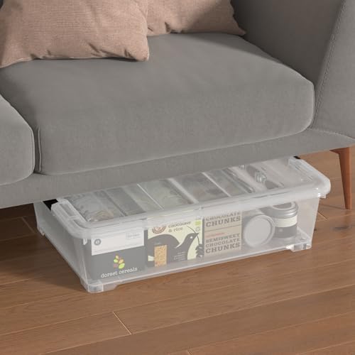 Hespama 3-Pack 50 Quart Plastic Underbed Storage Container Box, Clear | Plastic Latch Bin, For Under Bed Storage - size: 50 Qt