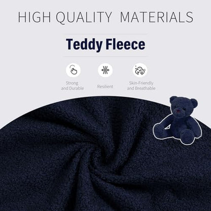 Office Chair with Wheels, Ergonomic Home Office Computer Chair with Flip-up Armrest, Adjustable Rolling Desk Chair Teddy Fleece – Dark Blue - color: Dark Blue