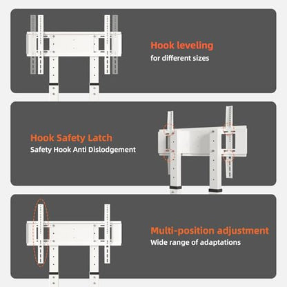 Mobile TV Stand Rolling TV Cart with Wheels for Most 32-86 Inch TV | TV Stand with Double Wooden Shelf, Height Adjustable Heavy-Duty Holds up to 180lbs,Max VESA 600 * 450mm - color: White