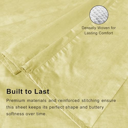 Full Sheet Sets, Cotton Blended Breathable Bed Sheets 4 Piece, Deep Pocket Up to 14", 1 Fitted Sheet, 1 Flat Sheet and 2 Pillowcases (Yellow, Full) - color: Yellow-4pcs Sheet Set, size: Full