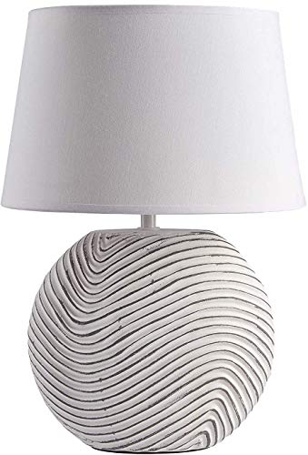 BRUBAKER 1-Pack Table or Bedside Lamps - White - Ceramic Base in Two-Tone, Matte Finish - 15 Inches