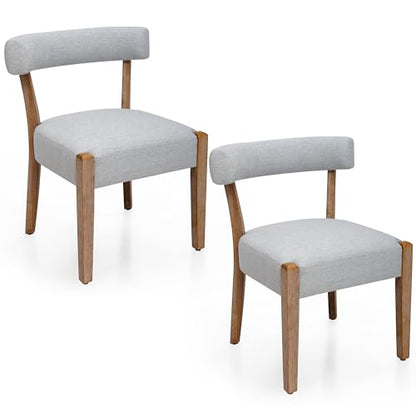 RNKSFX Upholstered Dining Chairs Set of 2, Wooden Kitchen & Dining Room Chairs, Mid Century Modern Fabric Farmhouse Dining Chairs Oversized Sturdy Rounded Chairs Curved Back, Grey - color: Grey
