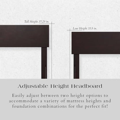 AFI, Orlando King Adjustable Modern Solid Wood Panel Headboard, Espresso - color: Espresso, size: King (U.S. Standard)