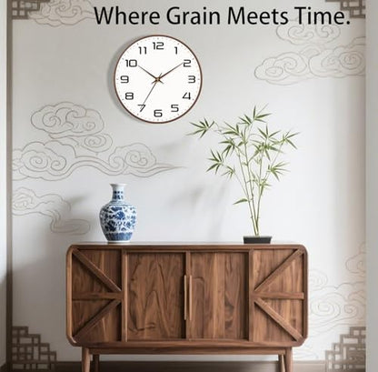 Woodgrain Wall Clock, Silent Non-Ticking Battery Operated Clock 10 Inch, Large Easy-to-Read Number Digital Wall Clocks, Modern Analog Clocks for Living Room Bedroom Kitchen Office Gym, Brown - color: Mocha Brown, size: 10 Inch