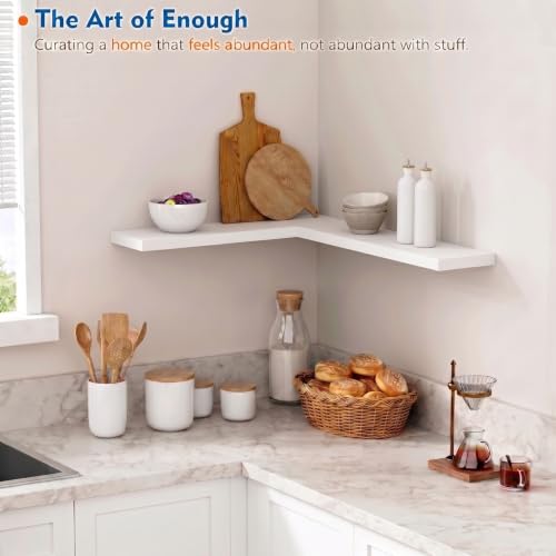 Harwaya 24 Inch White Floating Shelves Bathroom, Bedroom Wall Shelf 2-Pack | 8" Deep Wall Mounted Shelves for Kitchen Office Living Room Closet Plants Books Dresser - color: White