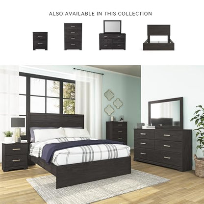 Signature Design by Ashley Belachime Casual 4 Drawer Chest with Easy Glide and Safety Stop, Gray - color: Black, style: Chest of Drawers