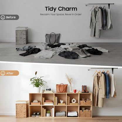 10 Cube Solid Wood Bookcase, Open Bookshelf with Back Panel, Floor Standing Storage Organizer, Vertical or Horizontal for Living Room Office - size: 10-Cube
