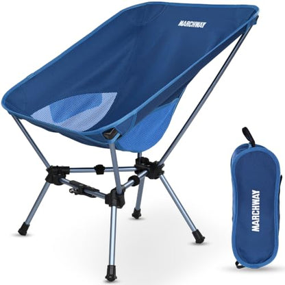 MARCHWAY Lightweight Folding Camping Chair with Spring Lock, Stable Compact Portable for Outdoor Camp, Travel, Beach, Picnic, Festival, Hiking, Backpacking (Lowback Dark Blue) - color: Lowback Dark Blue