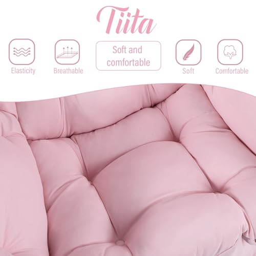 Lazy Chair with Ottoman, Comfy Reading Accent Chair, Pink | Foldable Footrest, Padded Seat and Backrest, Side Pocket for Lounging in Living Rooms, Bedrooms, Dorms and Small Spaces - color: Peach Skin Pink