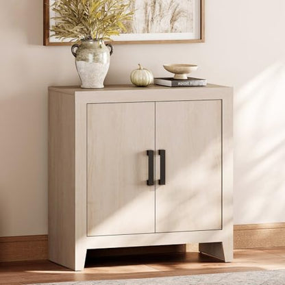 WAMPAT Buffet Cabinet with Storage, Kitchen Sideboard Cabinet with Door and Adjustable Shelf, Modern Farmhouse Credenza Wood Coffee Bar Table for Kitchen, Dining Room, Living Room, Beige - color: Beige