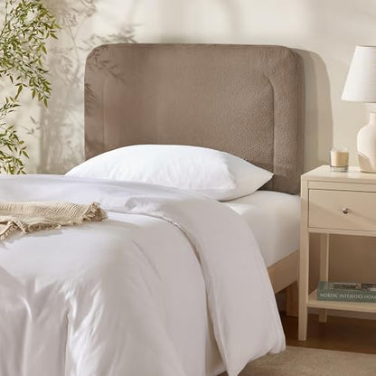 Hearth & Harbor Wall Mounted Twin Headboard Only, Bed Headboard Twin Size | Easy Assemble, Floating Peel & Stick, Upholstered Boucle, 3D Stitched Wall Panels, 5 Strips of 3M Tape Included, Mocha Brown - color: 04-mocha Brown, size: Twin